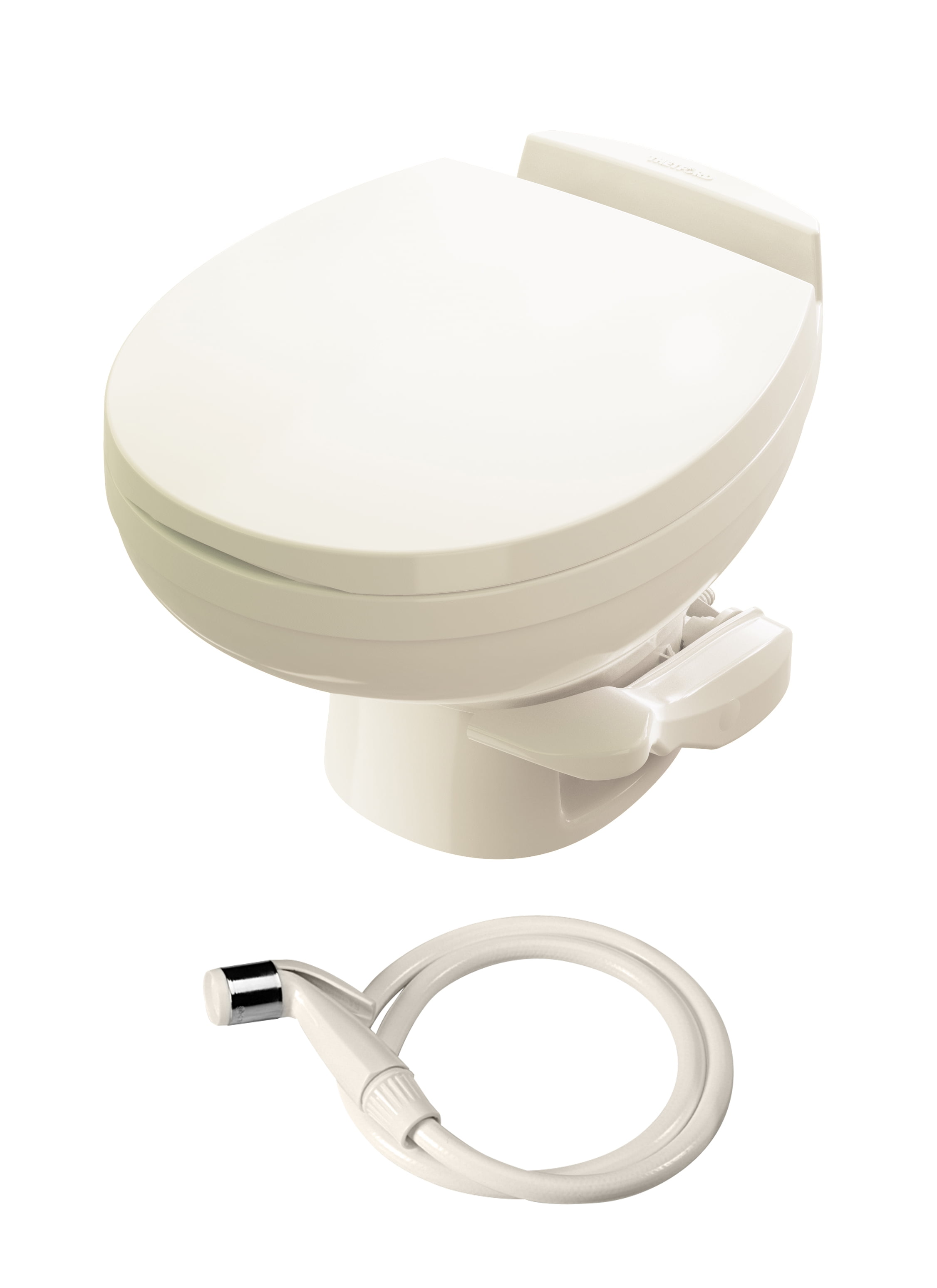 Thetford 42176 Low Profile Bone Aqua-Magic Residence RV Toilet with Hand Sprayer 