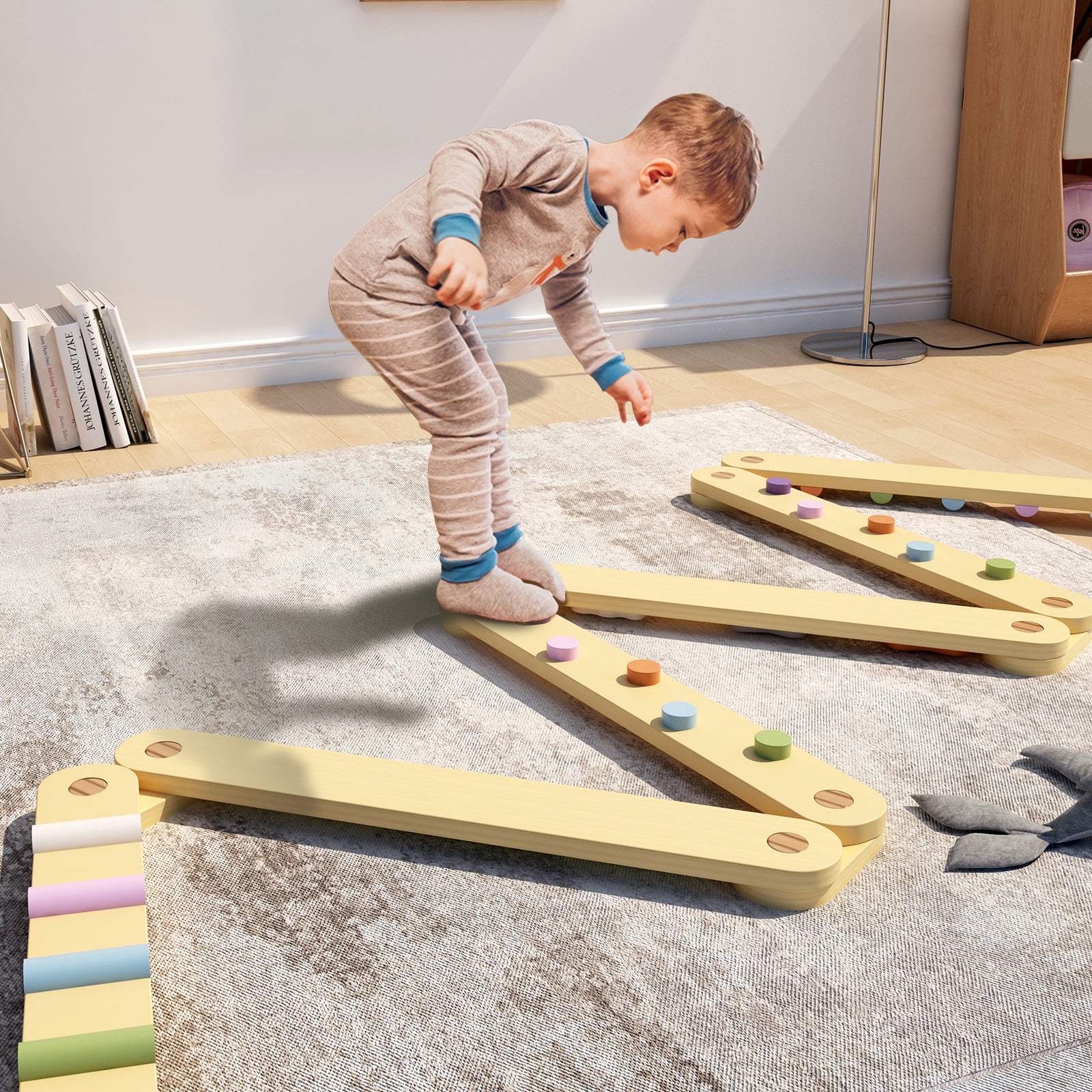 Wooden Balance Beam for Kids Toddlers Gymnastics Beam Stepping