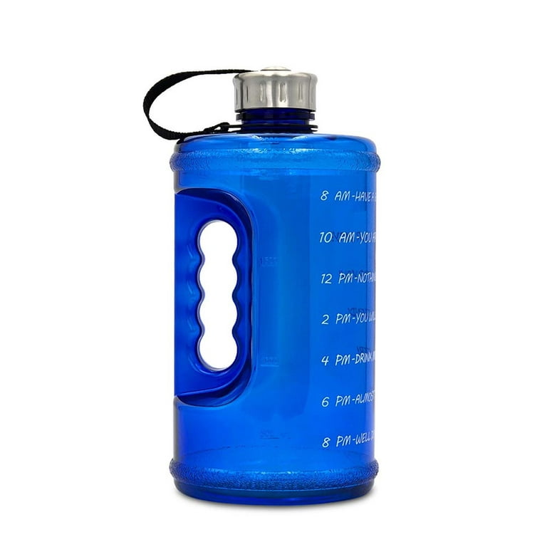 ZOUNICH Motivational Water Bottle with Time Marker Leakproof Water Bottles  for Kids 17oz, Blue Yellow 