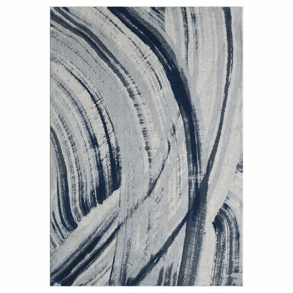 3â€™ x 5â€™ Navy Ivory Abstract Strokes Modern Area Rug