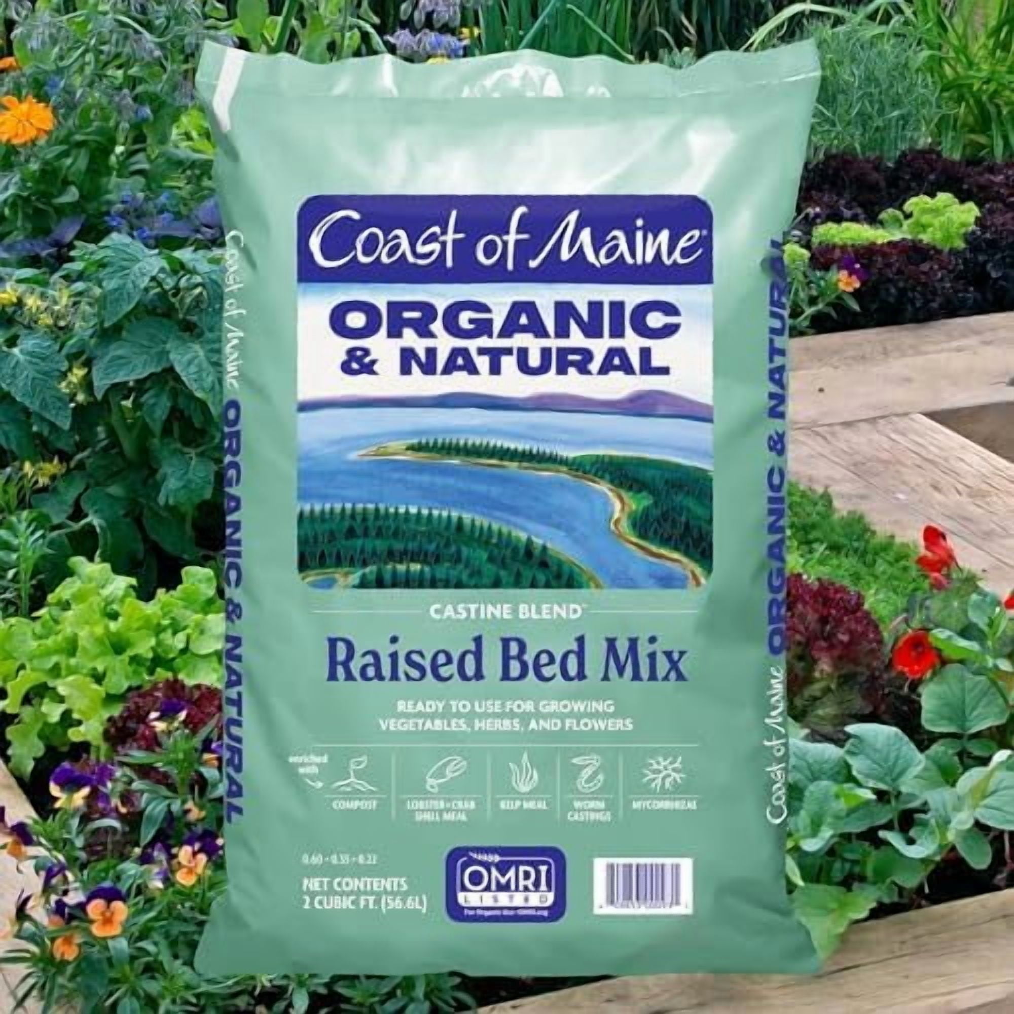 Unbranded Castine Blend (2 cu ft) Organic & Natural Raised Bed Mix, RTU for Growing Vegetables, Herbs & Flowers — Residential Use, Standard Application