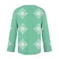 thumbnail image 4 of Uootdi Summer Tops for Women Asymmetrical Lapel V Neck 3/4 Sleeve Side Button Front Vintage Diamond Floral All Over Print Soft Knit Business Casual Tops for Women Straight Fit Office Womens Shirts, 4 of 5