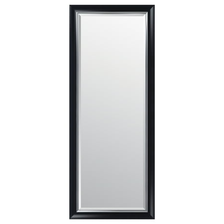 Black and Silver Scoop Framed Beveled Wall or Leaner Mirror 24"x70" by Gallery Solutions