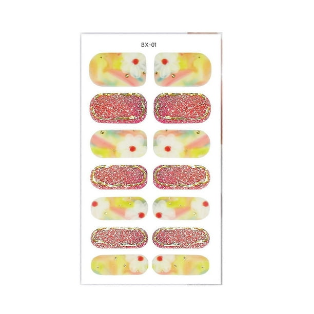 Cure-free Gel Nail Stickers with Flower Self-Adhesive Lightweight Nail Patch for Nails Manicures