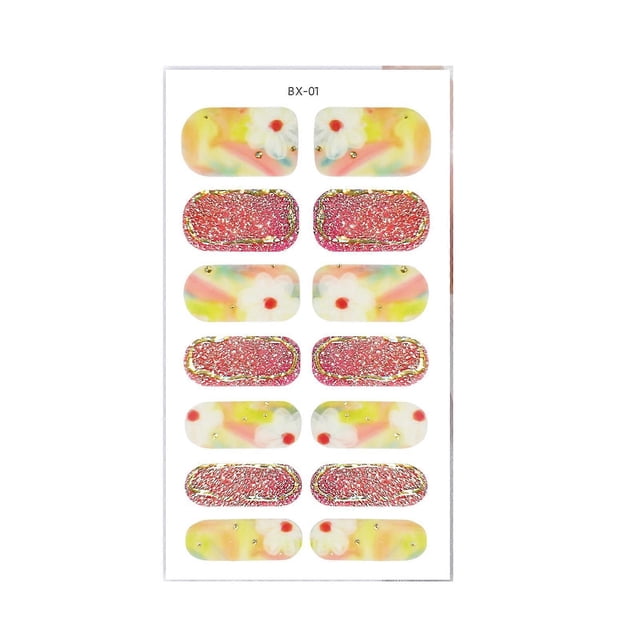 Cure-free Gel Nail Stickers with Flower Self-Adhesive Lightweight Nail Patch for Nails Manicures