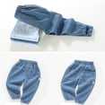 thumbnail image 3 of Boys Casual Jeans for Toddlers and Kids Lightweight Elastic Waist Comfortable Everyday Wear Spring Summer Loose Fit Pure Color Long Trousers for 2-7,Color:Light Blue,Size:5-6 Years, 3 of 4