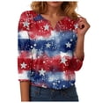 thumbnail image 5 of GEWSEY 3/4 Sleeve V Neck USA Patriotic Shirts for Women 4th of July America Stars Stripes Flag Graphic Tops Cute Tee (Dark Blue, M), 5 of 8