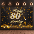 thumbnail image 4 of Sparkling Gold Glittery 80th Birthday Banner Backdrop Happy Birthday Party Decorations Photography Props Party Supplies Photo Background Decors, 4 of 7
