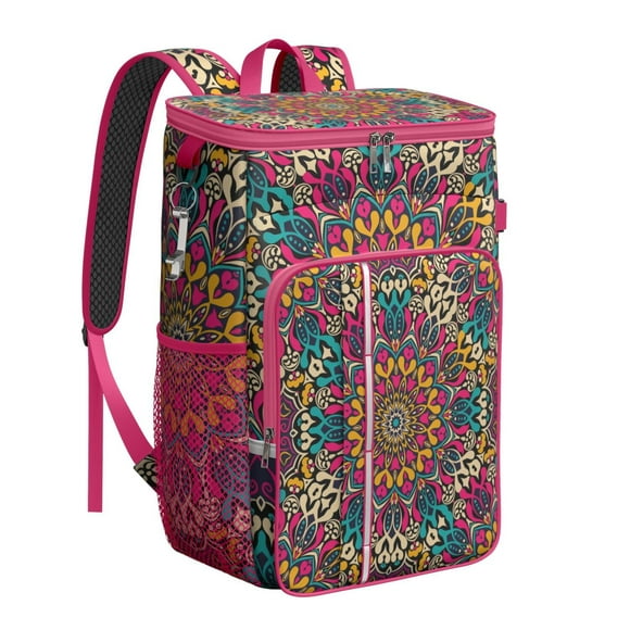 Traditional Meditation Harmony Mandala Cooler Backpack - 20L Insulated Leakproof Backpack for Camping & Beach