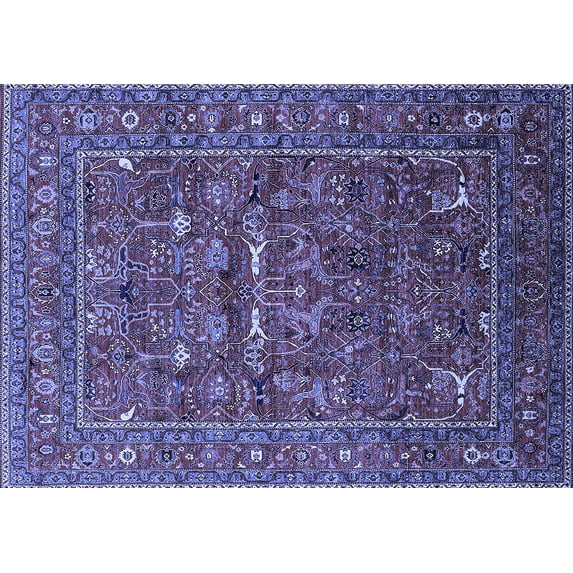Ahgly Company Machine Washable Indoor Rectangle Oriental Blue Industrial Area Rugs, 2' x 5'