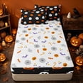 thumbnail image 4 of Erosebridal Halloween Pumpkin Zipper Full Size Comforter Sets with Fitted Sheet and 2 Pillowcases, Cute Ghost Zipper Bedding Set for Boys Girls, Black Orange, Halloween Reversible, 4 of 7