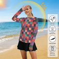 thumbnail image 5 of FORMRS Womens Long Sleeve Shirts UPF 50+ Sun Protection Quick Dry Fishing Hiking Tops, Size S-2XL, Red and Purple Plaid Pattern, 5 of 8
