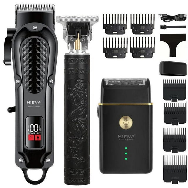 3-Piece Professional Blonde Hair Clipper & Trimmer Kit for Men - USB-Rechargeable Barber Set Featuring LCD Display, Adjustable Blade Hair Clippers, and Professional Men's Trimmer