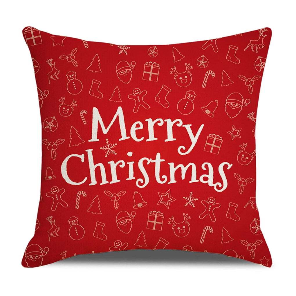 Christmas Throw Pillow Cover Xmas Printed Sofa Cushion Case Pillowcase