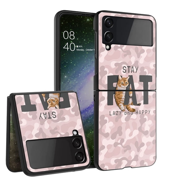 ANJ  Hard Protective Printed Case Cover Compatible with Samsung Galaxy Z Flip 4 - Lazy Cat
