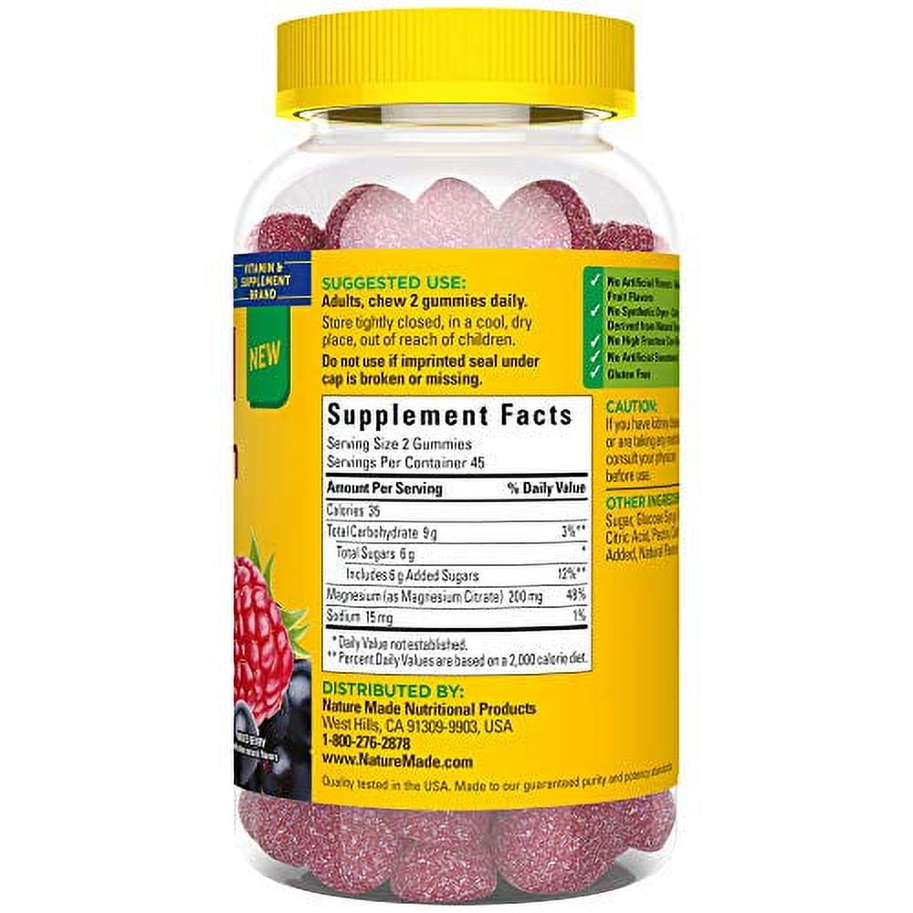 Nature Made High Absorption Magnesium Citrate 200mg Gummies to Support Muscle Relaxation 90 Count