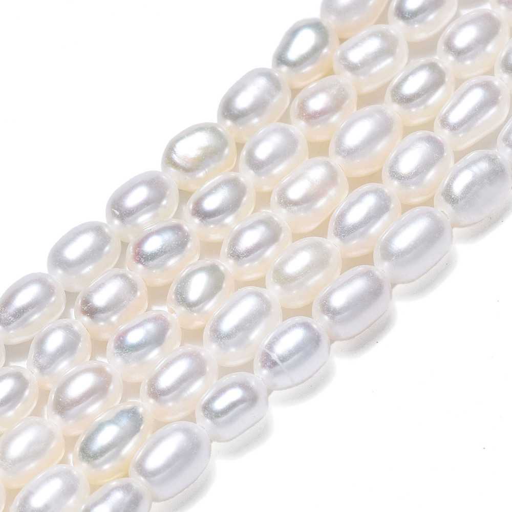 1strand Natural Cultured Freshwater Pearl Beads Strands Rice Seashell color 5~6x3.5~4mm Hole: 0.7mm about 71~74pcs/strand 14.72 inch~15.04 inch(37.4~38.2cm)