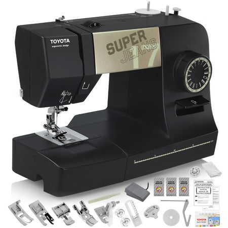 TOYOTA Super Jeans J17XL Sewing Machine (Glides Over 12 Layers of Denim) w/ Gliding Foot, Blind Hem Foot, and (Best Heavy Duty Sewing Machine For Denim)