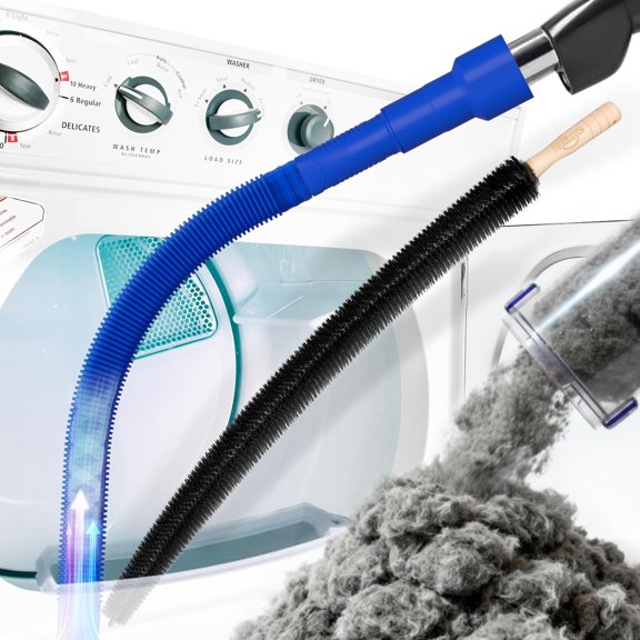 OKYWHOP Dryer Vent Cleaner Kit 2Pack - Lint Vacuum Attachment & Brush,Deep Blue Dryer Vent Vacuum Hose Attachment & Brush Reach Deep Traps - Remove Hidden Lint, Speed Drying & Reduce Fire Risk