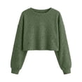 thumbnail image 5 of Women's Ribbed Knit Crop Sweater Crew Neck Long Sleeve Loose Fit Casual Pullover Top, 5 of 6