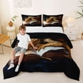 thumbnail image 2 of Metsweet Gold Dragon King Size Comforter Sets 3pcs, Magic Animal Comforters King Size, Gold Black Brown,Black Reversible,1 Comforter and 2 Pillowcases, 2 of 6