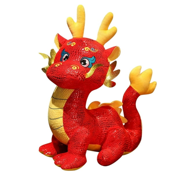 Dragón chino de peluche de dragón, animal de peluche, novedad, muñeco de dragón ligero para suministros de fiesta de oficina, Festival de Primavera 30 centimetros