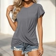 thumbnail image 6 of Cmfcve Tops for Women Pleated Puff Short Sleeve Crew Neck Summer Blouses Casual Loose Fitted Twist Front T Shirts, 6 of 7