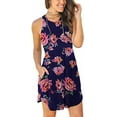 thumbnail image 2 of Robes d'Été Sans Manches Décontractées pour Femmes Robe Élastique avec Poches Rose Bleu L, 2 of 7