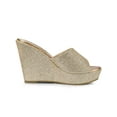 thumbnail image 3 of BLISSFUL STEP Sandales à Talons Compensés à Enfiler à Plateforme Pailletée pour Femmes Or 8, 3 of 7