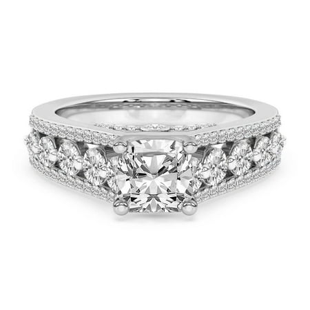 Lab Grown Diamond Engagement Ring For Women | 1 Carat IGI Certified Cushion Shape FG-VS Center Diamond | 14K White Gold | Eos Spark Ring Friendly Diamonds