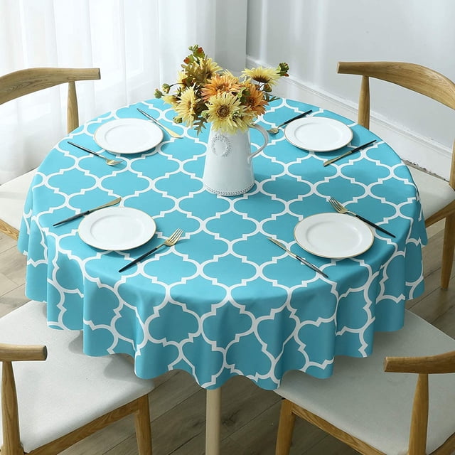 Moroccan Polyester Fabric Tablecloth - Water-Resistant Wrinkle Free Rectangle Dining Table Cover, Washable Protector for Holiday and Outdoor