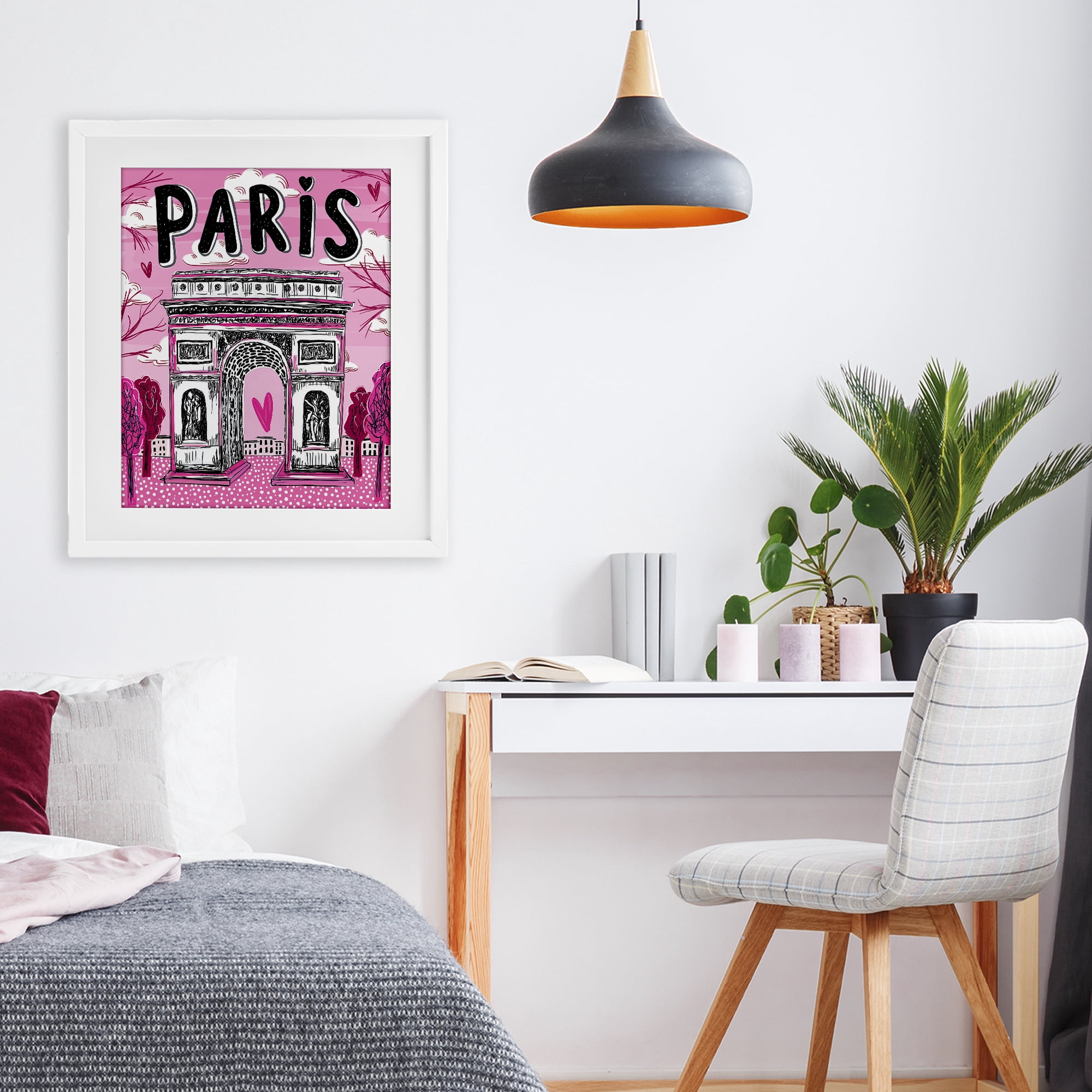 Stupell Industries Romantic Paris Arc de Triomphe White Framed Print Under Glass, design by Jess Stempel