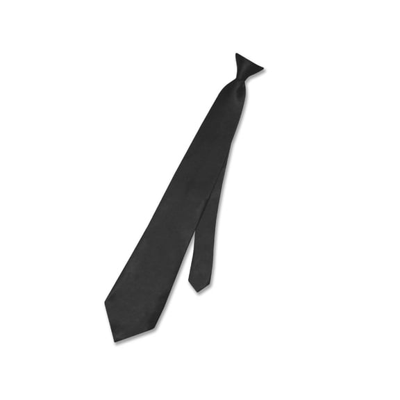 Biagio CLIP-ON NeckTie Solid BLACK Color Men's Neck Tie