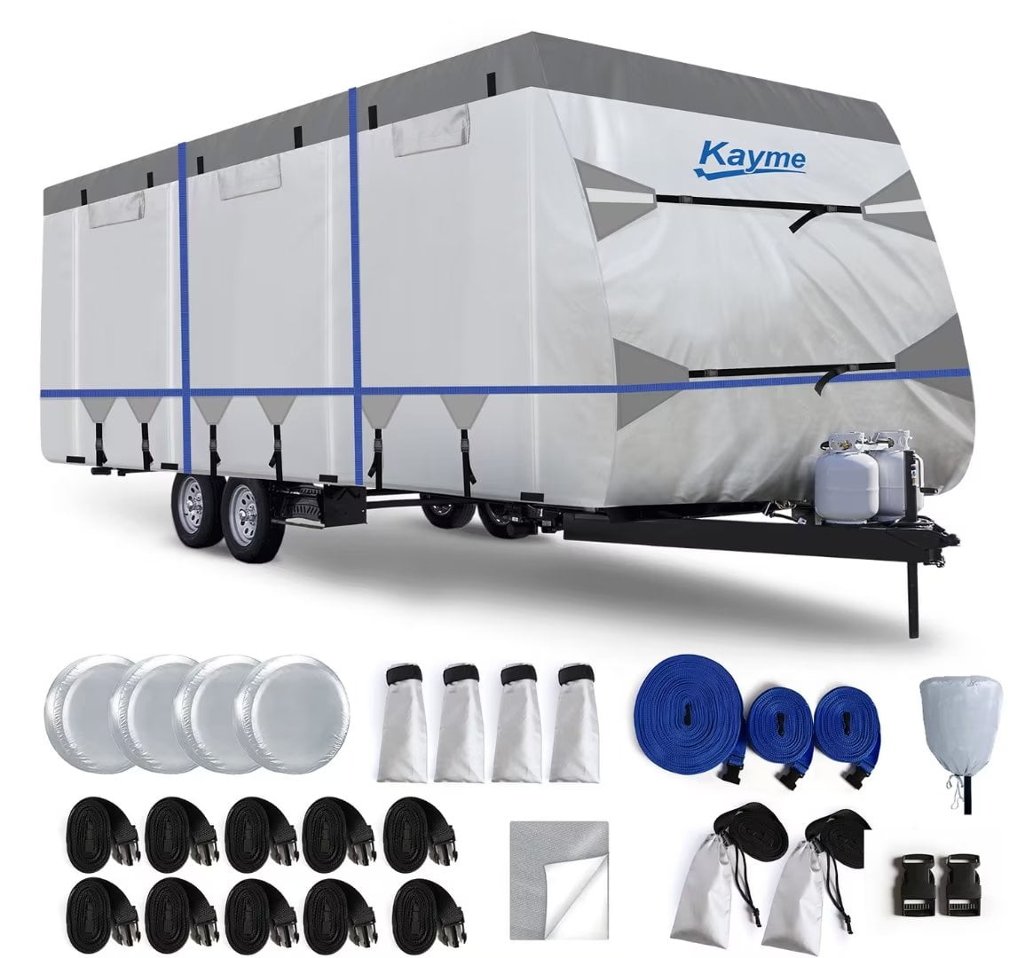 Kayme 300D Oxford Travel Trailer RV Cover, Tearproof Waterproof