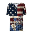 thumbnail image 4 of SwiftWear Women American Flag Graphic V Neck T shirts 4th of July Short Sleeve Button-Down Patriotic Tee Casual Tops Summer Outfits, 4 of 9