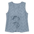 thumbnail image 6 of ZHYou No Boundrie Womens Floral Eyelet Embroidery Tank Tops Tie Front Deep V Neck Sleeveless Boho Kimono Beach Cover Up Cardigan for Women Blue Size L, 6 of 8