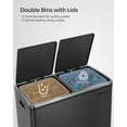 thumbnail image 4 of 16 Gallon Dual Trash Can, Rubbish Bin, Hinged Lids Airtight, Metal, Black, 4 of 7