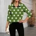 thumbnail image 2 of HomeDM 3/4 Sleeve Shirts for Women, Collared V Neck Dressy Pullover Tops Causal Loose Fit Work Blouses, Star Print - Green/M, 2 of 5