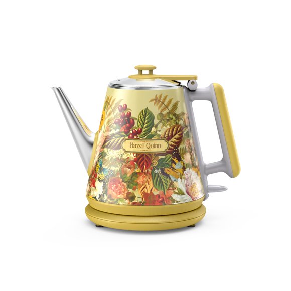 Hazel Quinn Retro X Eduardo Recife Collaboration Electric Kettle- 1 Litres / 34 Ounces Retro Small Tea Kettle, Double Wall, 304 Stainless Steel, 800W