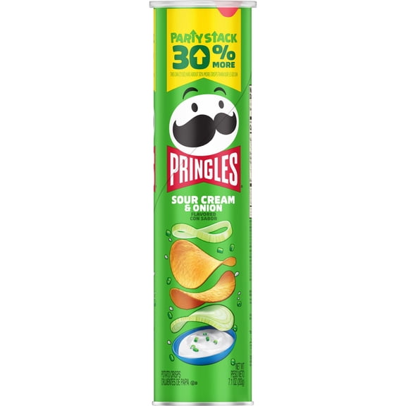 Pack Of 3 Pringles Sour Cream & Onion Potato Crisps Chips - Party Stack, 7.1 oz (Package May Vary)