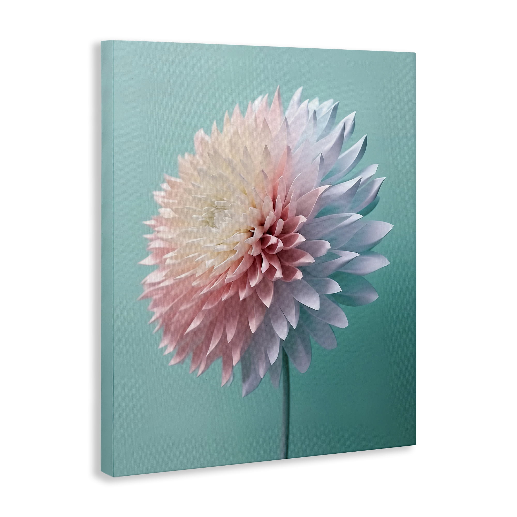 Stupell Industries Detailed Dahlia on Blue Plants & Flowers Photography Wrapped Canvas Art Print Wall Art, 24 x 30