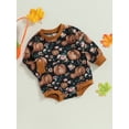 thumbnail image 3 of Cenuakty Infant Baby Thanksgiving Jumpsuit Flower  Pumpkin Print Round Neck Long Sleeve Sweatshirt Romper, 3 of 8