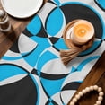 thumbnail image 3 of Blue Geometric Table Runner 72 Inches, Modern Abstract Lines Textured Bed Runner Dresser Scarves Tabletop for Indoor Outdoor Parties/Ceremony/Banquet, 13" x 72", 3 of 9
