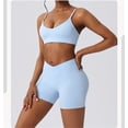 thumbnail image 4 of Traje de yoga de manga corta de secado rápido for mujer, pantalones cortos deportivos for correr y entrenar, traje de fitness con sujetador., 4 of 7