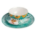 thumbnail image 3 of Spice By Tia Mowry - Savory Saffron 12-Piece Teal Fine Ceramic Dinnerware Set, 3 of 7