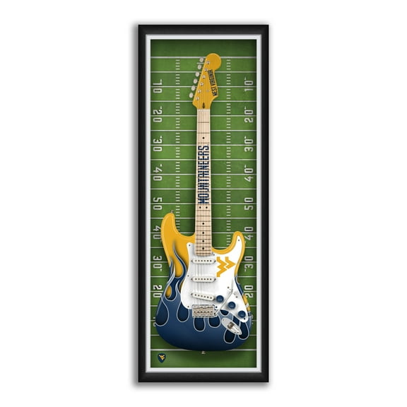 West Virginia Mountaineers 14" x 37" Electric Guitar Framed Art Print