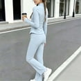 thumbnail image 6 of BXJX Girls Yoga Outfit Sets, 2 Piece Long Sleeve Zip up Sports Jacket and Flare Pants Sets Light Blue Size 14-15 T, 6 of 8