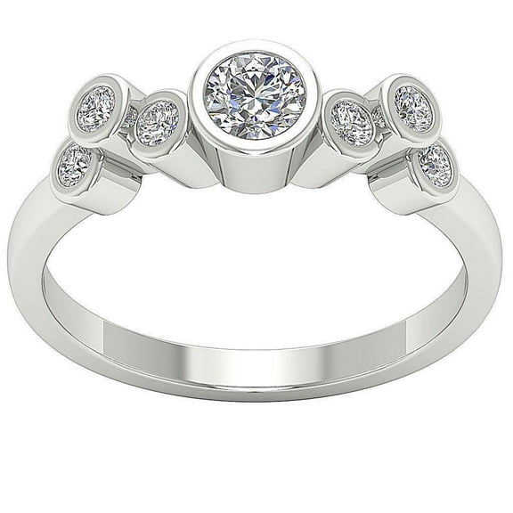Seven Stone Solitaire Bezel Set Women's Engagement Rings 1.9 Ct Diamond 14K White Gold Over