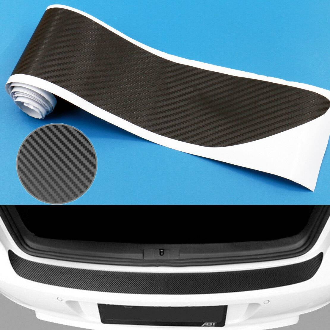 1x For Car Plate Sticker Sill Scuff Cover Trunk Protection Strip 3D Carbon Fiber