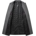 thumbnail image 3 of Defitshape Men's Wool Blend Coat Long Sleeve Winter Singel Breasted Peacoat Fall Slim Fit Jackets Business Casual Dressy Split Pocket Work Outerwear Lapel Collar Slim Fit Top Coat Grey Small, 3 of 5